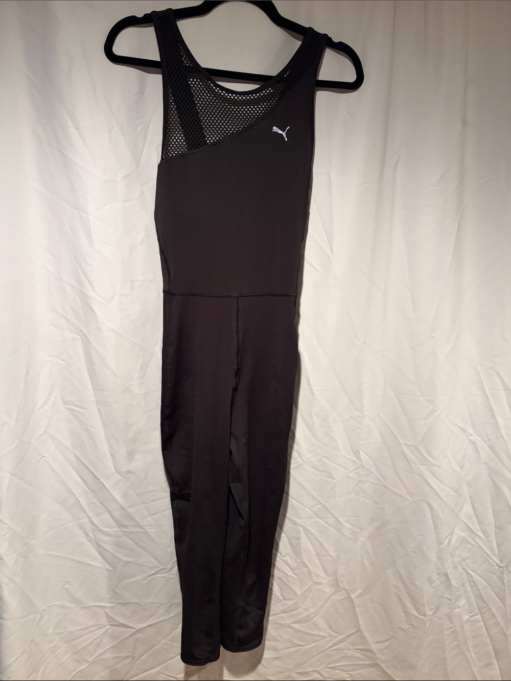 PUMA Black Mesh Yoke Sleeveless Athletic Jumpsuit